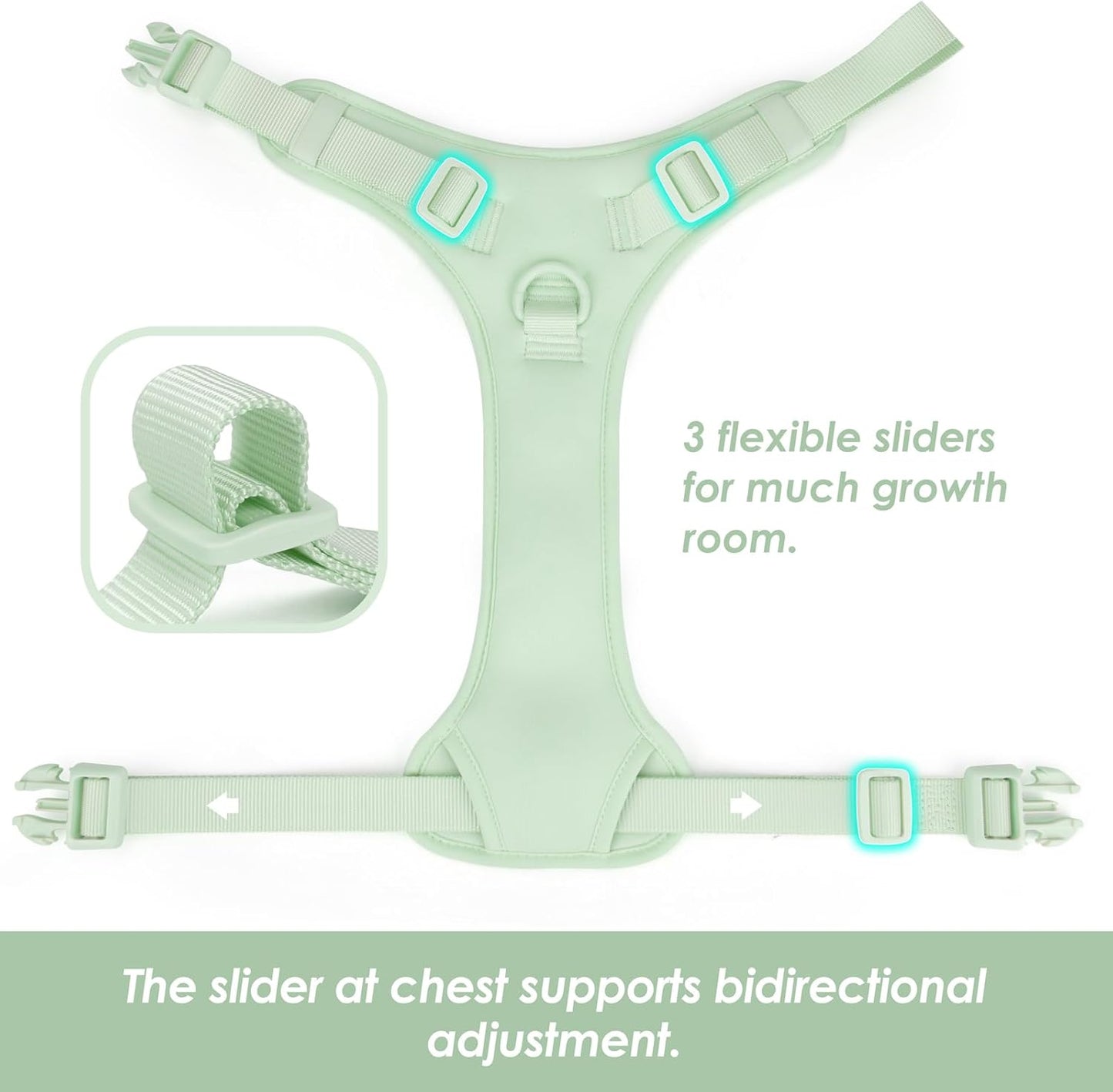 No Pull Dog Harness, Puppy Vest with Front Clip for Small Medium Large Sized Dog(Light Green,XS)