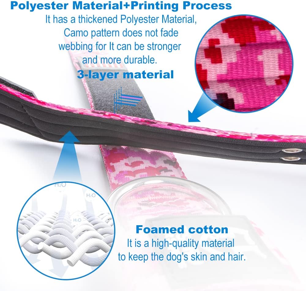 TSPRO Tactical Dog Collar 1.25 Inch Wide Thick Dog Collars with Heavy Duty Metal Buckle, Durable, Strong, Adjustable for Small Dogs (Camo Green S)