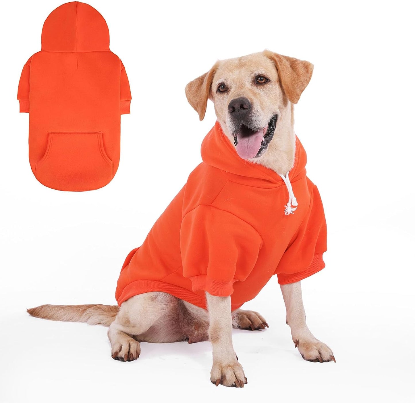 KOOLTAIL Fall Dog Hoodie - Soft & Warm Dog Thanksgiving Sweater with Leash Hole and Pocket, Pet Winter Coat, Cold Weather Clothes Sweatshirt for Small Medium Large Dogs Puppy Cat Boys Girls, Orange XL