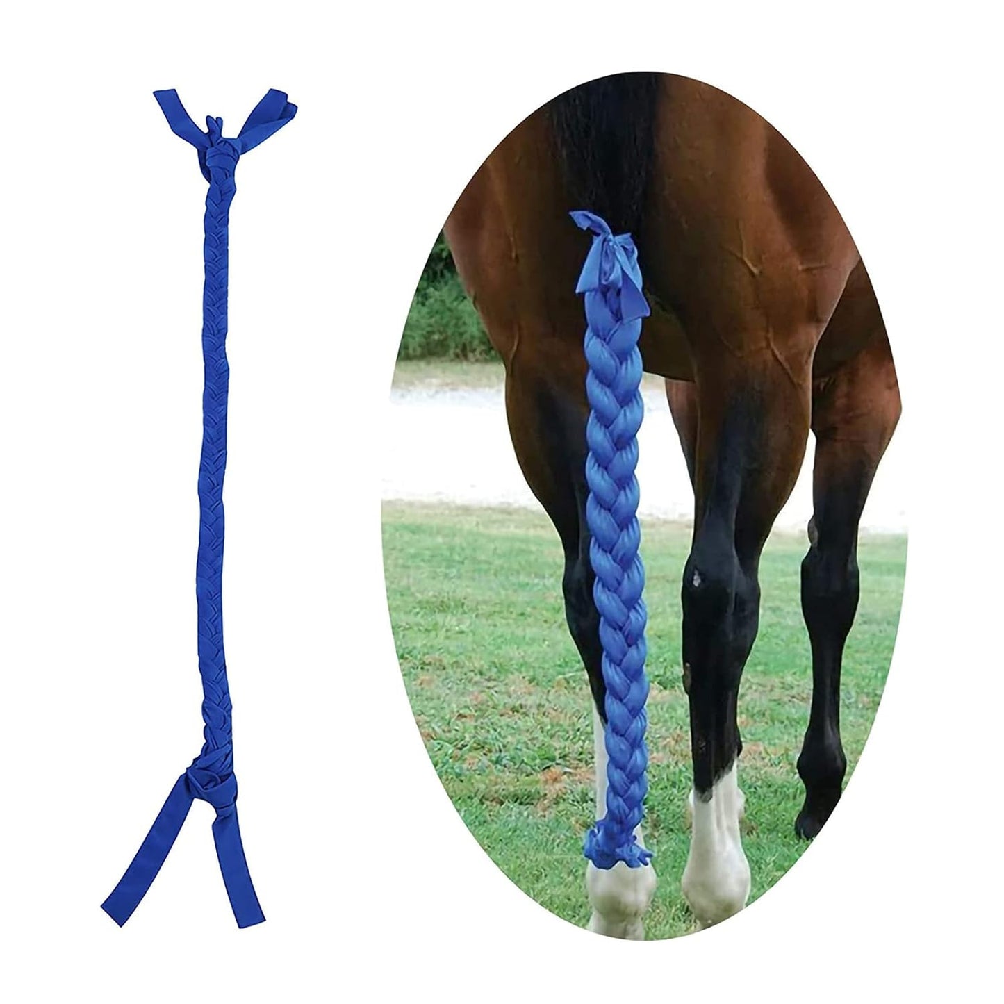 Ponytail Horse Tail Bag, 3 Tube Durable Braid-in Tail Bag (Blue)