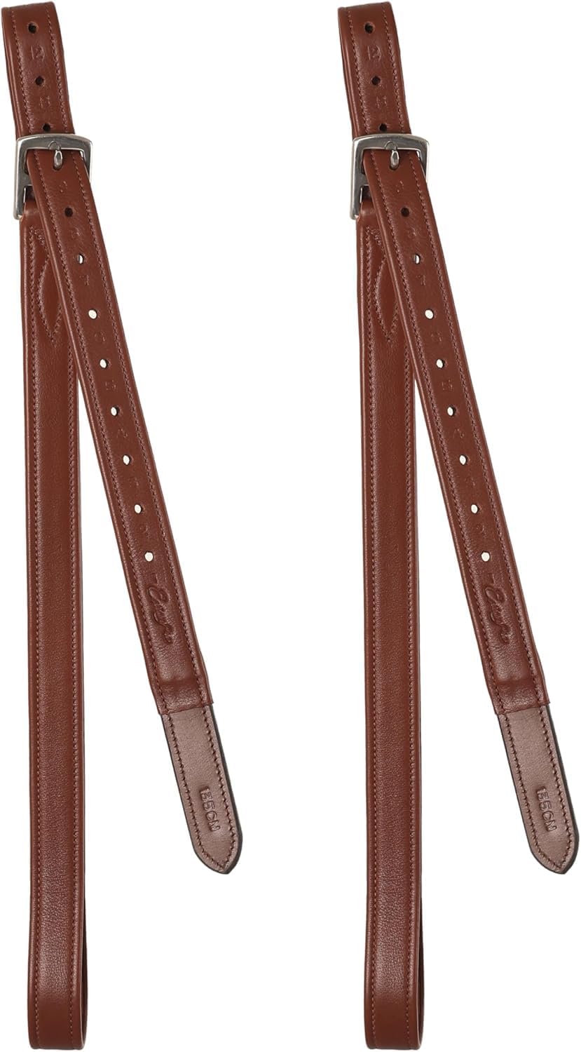 Exion FlexiStrong Stirrup Leathers for English Saddle | Ultra-Soft Cow Calfskin with Nylon Core | 1” Wide Stirrup Leathers for Daily Use | Sizes 48" to 62" | Black, Brown