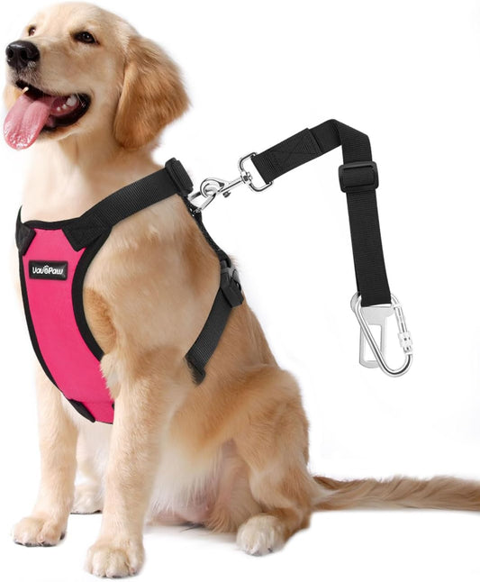 Dog Seat Belt, Safety Vest Dog Car Harness with Adjustable Buckle Dog Seat Belt for Vehicle Nylon Pet Safety Seat Belts Heavy Duty(XXL, Magenta)
