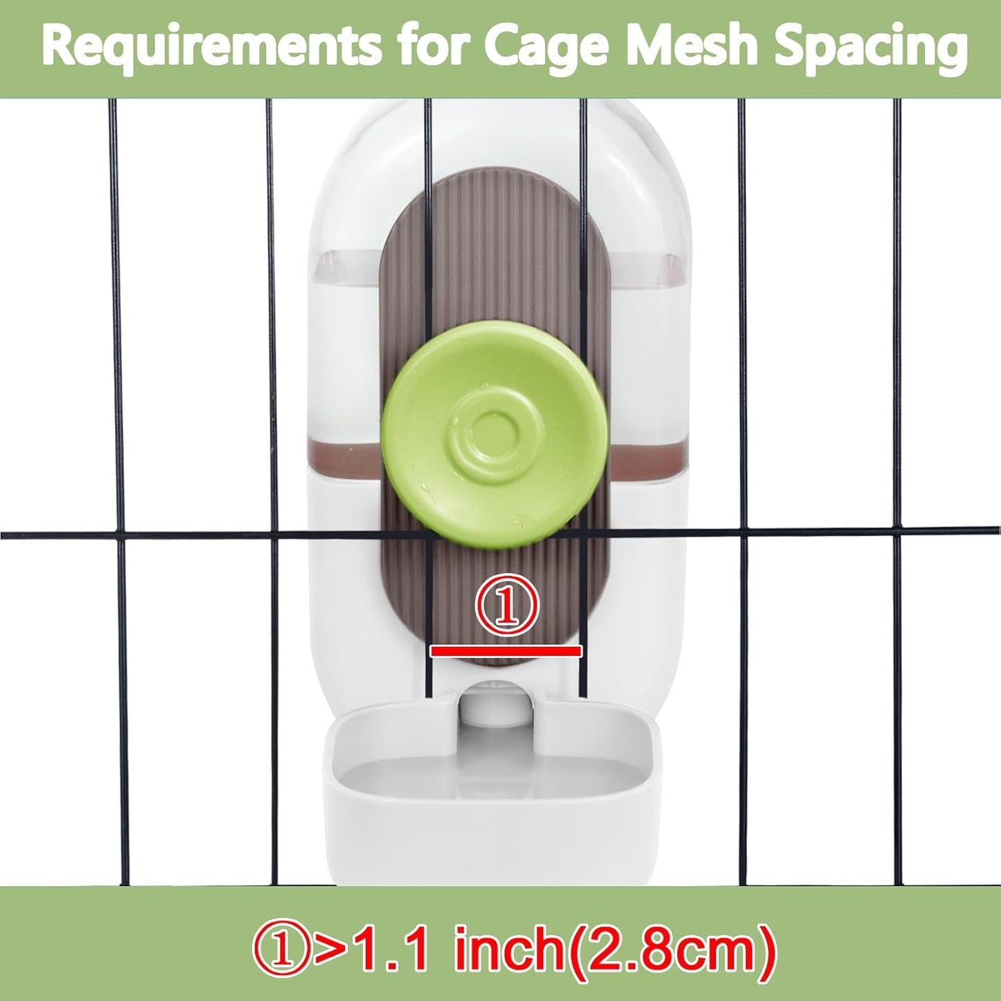 28oz Hanging Automatic Water Dispenser，Rabbit Water Bottle,Bunny Guinea Pig Ferret Water Bowl for Cage,Suitable for Small Animal Puppies(Cage Grid Spacing Over 1.2'')