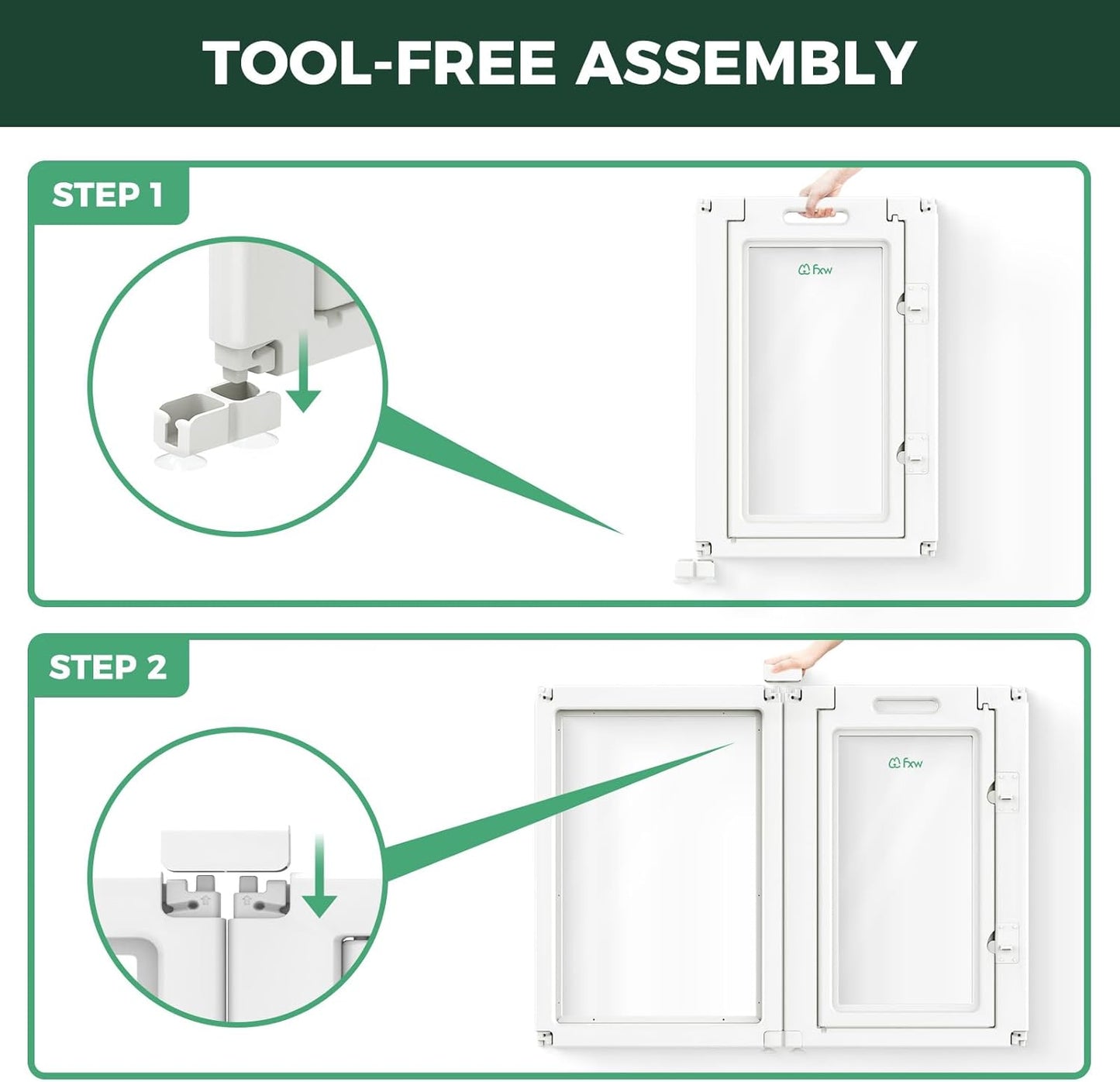 FXW AuraSpace Acrylic Indoor Unleashed Dog Playpen for Medium Dogs, 35 Inch, 12 Panels, White