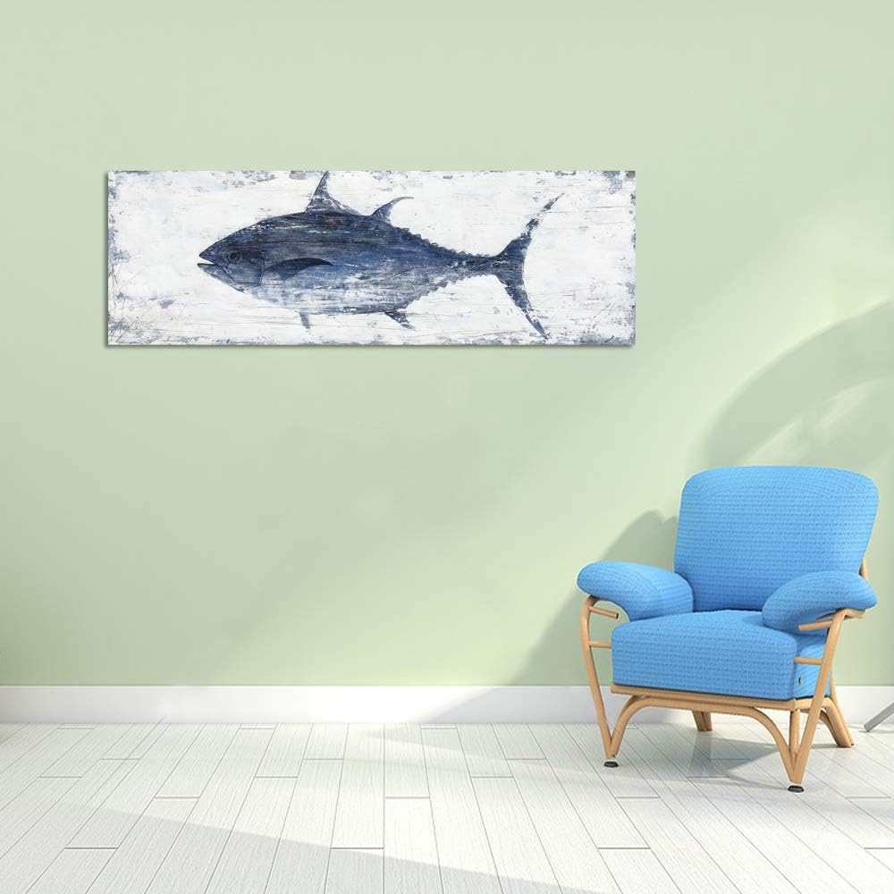 Yihui Arts Decor Abstract Fish Sealife Canvas Wall Art Prints Gallery Wrapped Ready to Hang for Coastal Bedroom Livingroom Office Wall Decoration