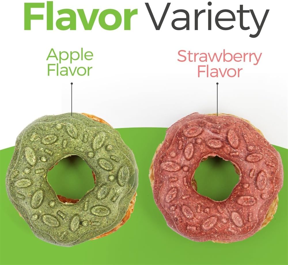 TEEWY 3PCS Guinea Pig Toys, Prevent Teeth Overgrowth, Natural Vegetables and Timothy Grass, Hamster Chew Toys, Guinea Pig Chew Toys, Chinchilla Toys, Donut-Shaped