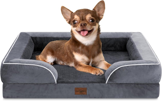Comfort Expression Small Dog Beds Waterproof Orthopedic Foam Dog Sofa Beds for Small Dogs Comfy Pet Bed with Washable Removable Cover & Non-Slip Bottom(X-Small,Dark Grey)