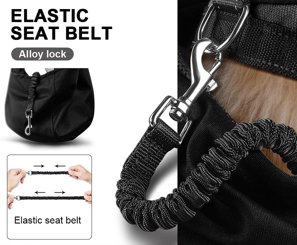 Tomkas Small Dog Sling Carrier - Zipper pocket & Adjustable strap & Zip Pocket - for 8 - 15 lbs pets(Black)Pupppy