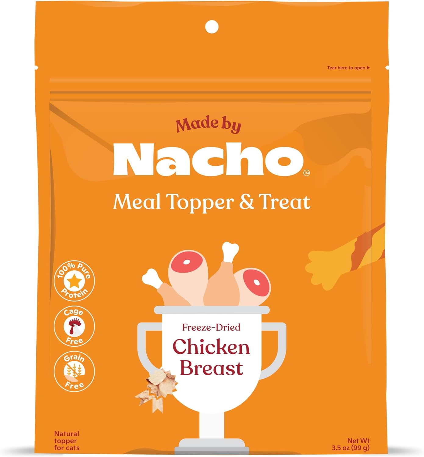 Made by Nacho Freeze-Dried Chicken Breast Meal Topper, Mixer or Treat 3.5oz | High Protein, Pure Chicken Ingredients | Premium Cage-Free Chicken Breast | Crunchy Texture