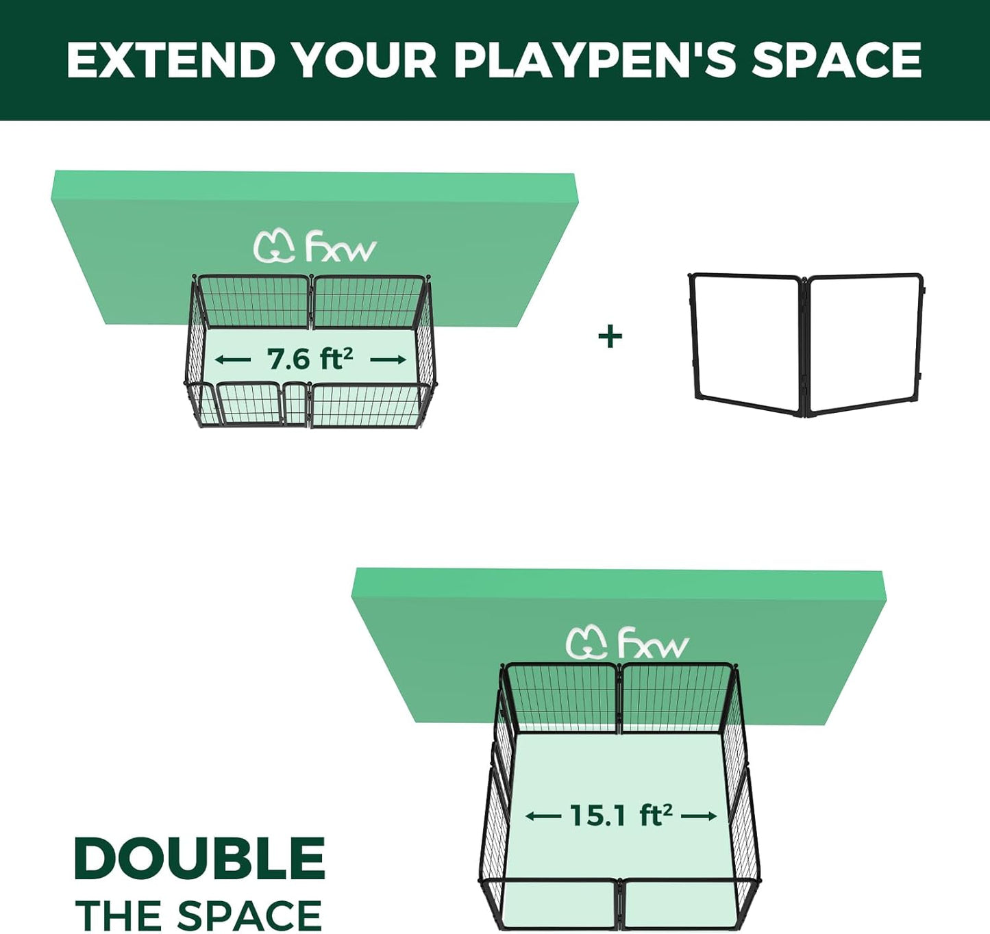 FXW Homeplus Unleashed Indoor Dog Playpen - Stress-Free and Safe Play, Heavy Duty 24 Inch 2 Acrylic Panels Dog Pen for Puppy and Small Dogs, Black│Patented