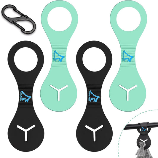 PuppyDoggy Dog Poop Bag Holder for Leash Waste Bag Carrier Dog Poop Bag Dispenser for Walking Running Bicycle Accessory 4 Pieces (Black + Light Green)