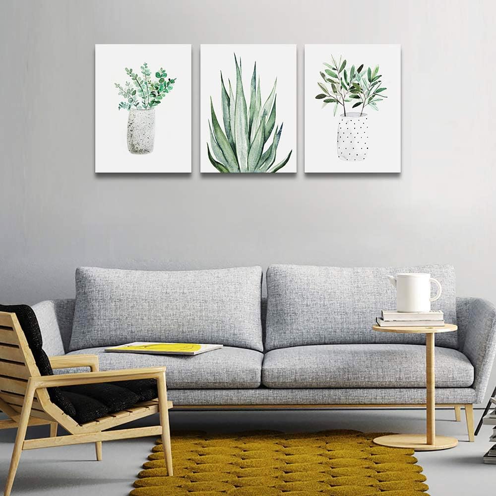 farmhouse Wall Art painting for dining room bathroom Abstract Canvas art family Wall decor for Bedroom kitchen Wall Decoration Living Room decor art Green Leaf pictures Artwork for home walls 3 piece