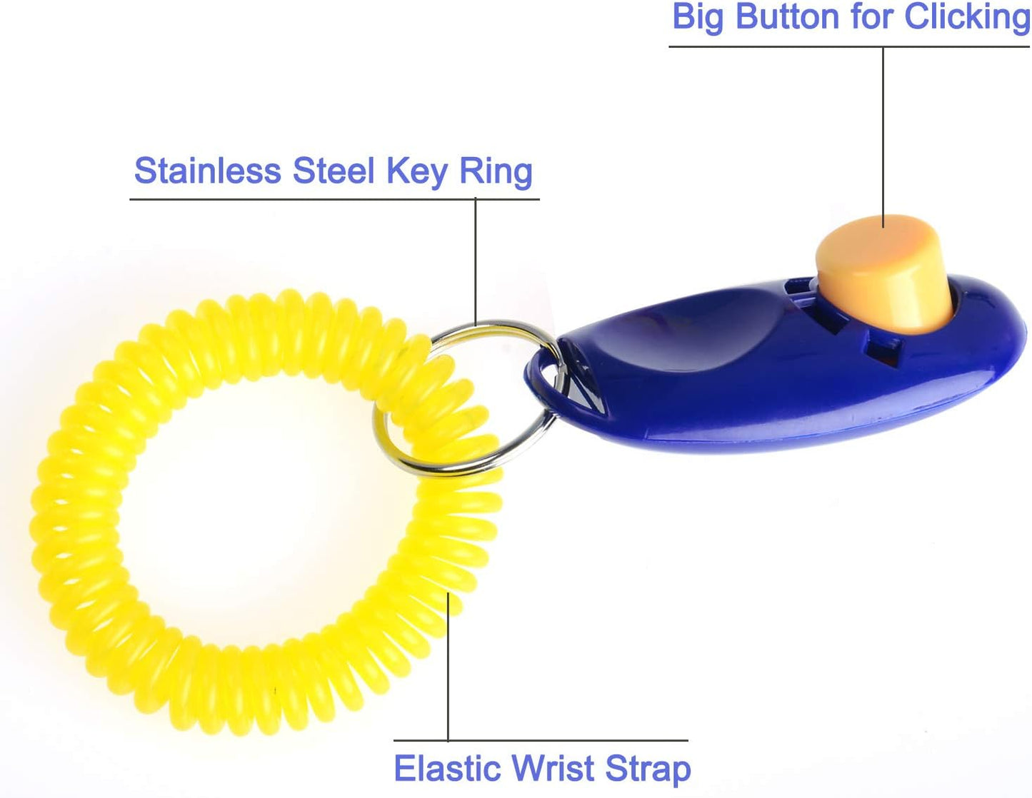 Coolrunner 7pcs 7 Color Universal Animal Pet Dog Training Clicker with Wrist Bands Strap, Assorted Color Dog Clickers for Pet Dog Training & Obedience Aid