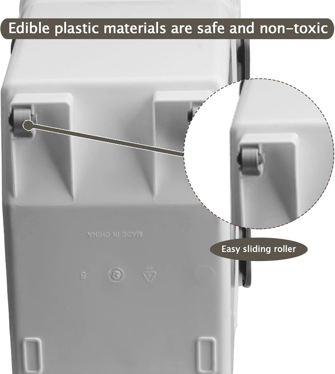 AnRui Dog Food Storage Container with Scoop, Large Airtight Plastic Pet Dog Cat Dry Food Bin, Cereal Grain Organizer Box for Rice, Flour, Snack, Baking Supplies, Kitchen Pantry, 20lb, Grey