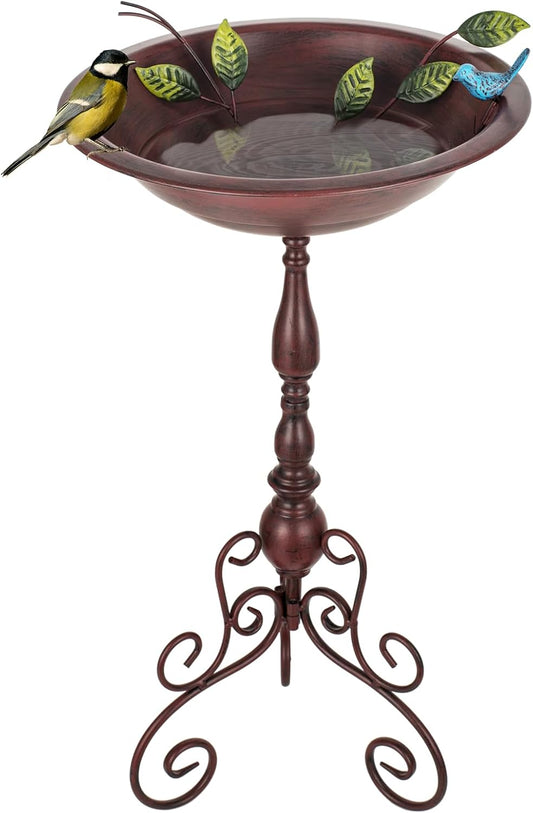 Pedestal Bird Bath for Outside, Metal Birdbath with 13" Dia Bowl, 17" H Bird Baths for Outdoor, Freestanding Bird Feeder for Garden Patio Yard Decor, Copper