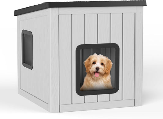 Dog House Small Dog Houses Outdoor with Sloped Roof Waterproof Ventilated Design Easy to Clean Elevated Floor Easy Assembly for Middle Sized Dogs