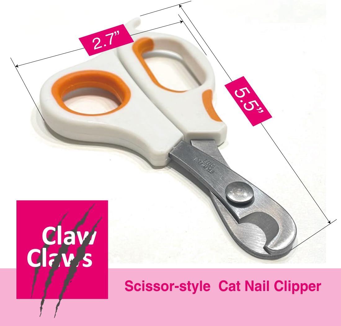 Scissor-Style Nail Clipper, with Razor Sharp Stainless Steel Blades, Anti-Slip Handle, Precise Grooming Tool for Small to Medium Cats, Dogs, Easy Nail Cutting, Durable and Comfortable Grip