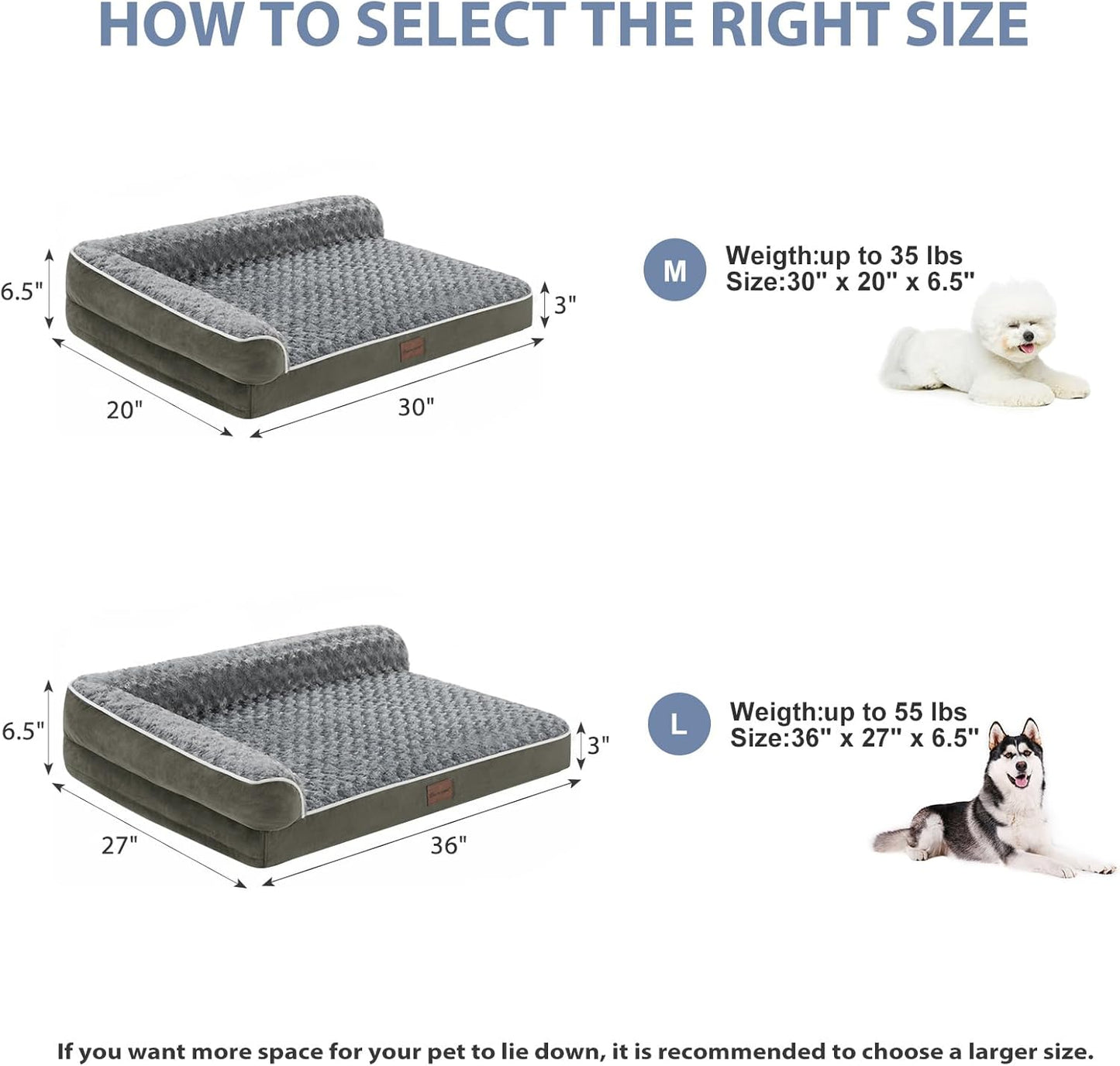 BFPETHOME Orthopedic Dog Beds for Large Dogs-Waterproof Sofa Pet Bed with Removable Washable Cover, Big Dog Bed with Waterproof Lining and Nonskid Bottom,Pet Bed for Large Dogs