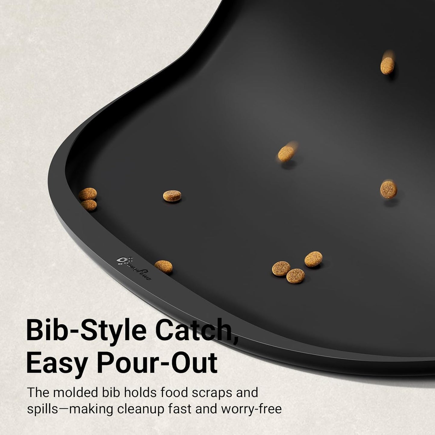 DownyPaws Dog Food Mats for Floors Waterproof, BPA Free Silcone Dog Bowl Mat, Non-Slip Pet Feeding Mat with High Raised Edge, Cat Placemat for Messy Drinkers, 24"×17", Black