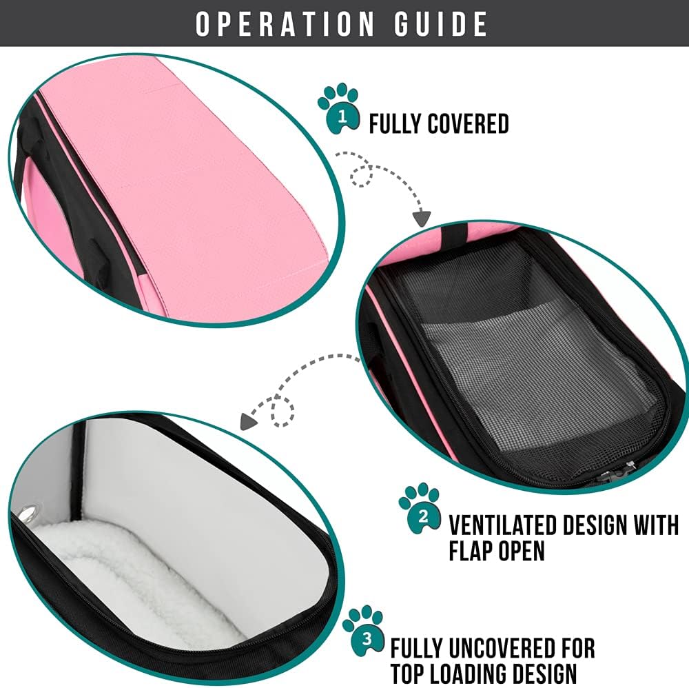 PetAmi Dog Purse Carrier for Small Dogs, Airline Approved Soft Sided Pet Carrier with Pockets, Ventilated Dog Carrying Bag for Puppy Cat, Dog Travel Supplies Bag, Sherpa Bed, Max 12 lbs, Pink