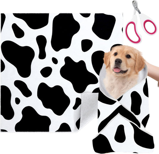 Cat Grooming Wrap for Cutting Nails with Cat Nail Clipper, Self-Adherent Wrap for Ear Cleaning, Anti-Runaway/Scratch, Cat Swaddle Wrap for Calming, Cow White