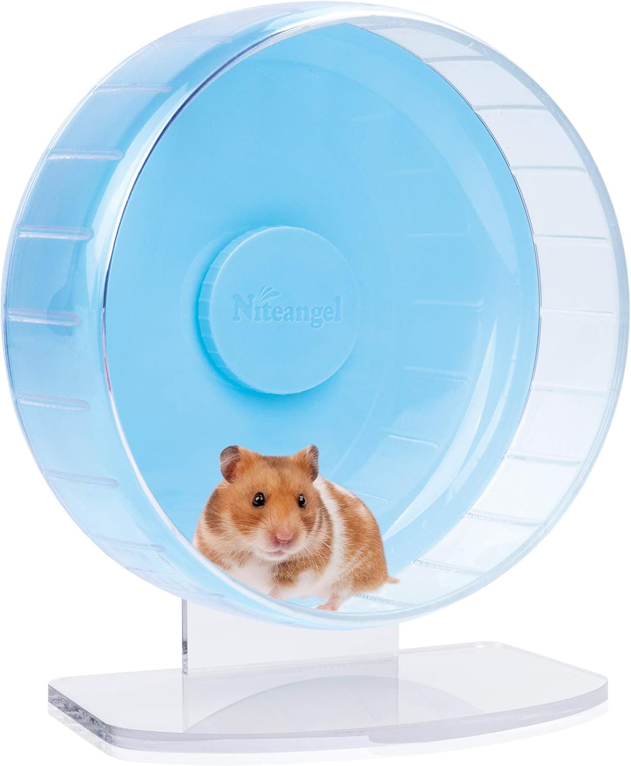 Niteangel Super-Silent Hamster Exercise Wheels: - Quiet Spinner Hamster Running Wheels with Adjustable Stand for Hamsters Gerbils Mice Or Other Small Animals (M, Light Blue)