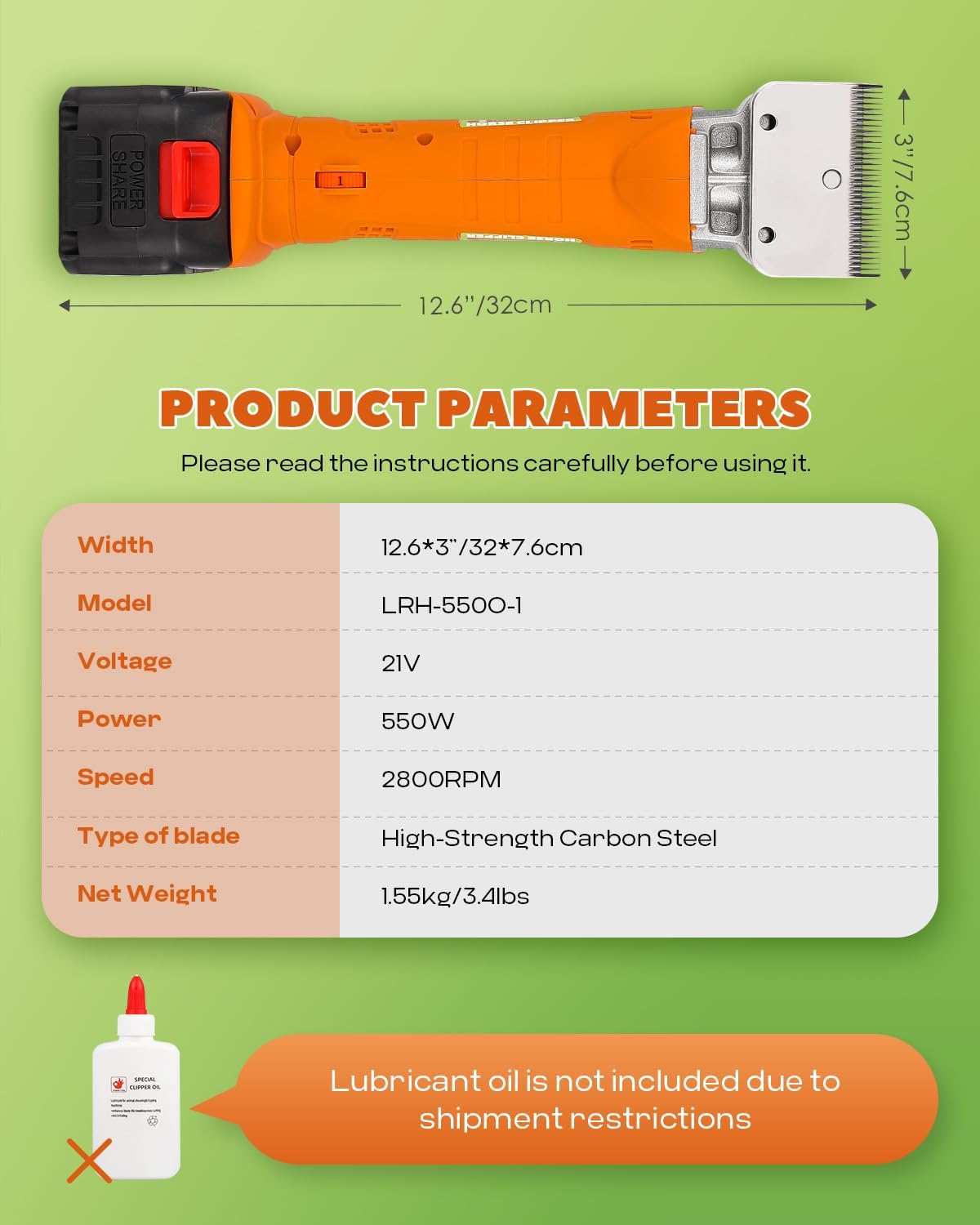 Horse Clippers Cordless, Heavy Duty Horse Grooming Kit, 6-Speed Professional Livestock Clippers with 2PCS 21V 4Ah Lithium Battery for Shaving Horse Pony Cattle Large Dogs