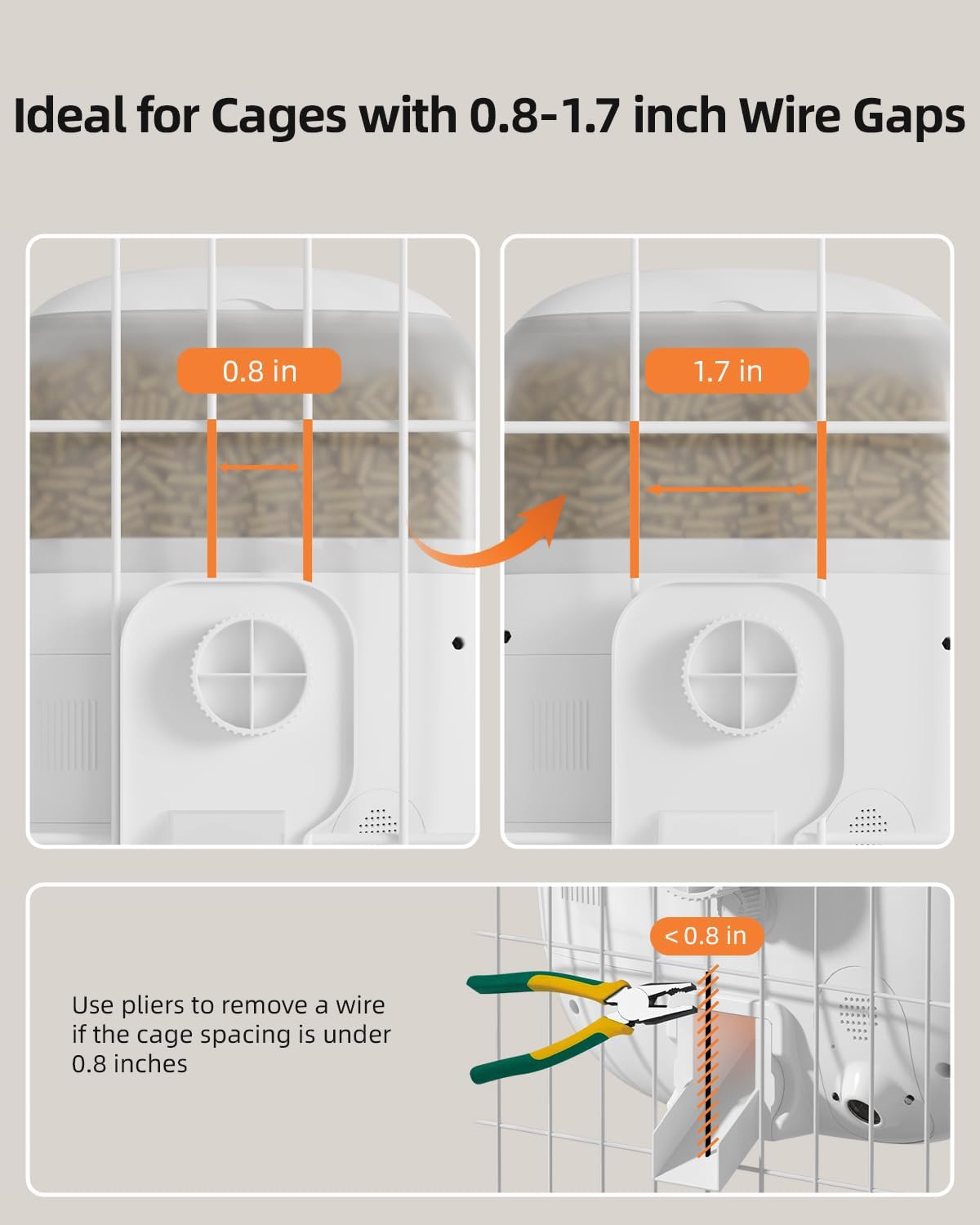 Hanging Automatic Rabbit Feeder with 1080P Camera, 62oz Storage, Multiple Pet Cage Compatibility, Customized Feeding Schedule- Perfect for Ferrets, Cats, Guinea Pigs, Chinchilla and Hedgehog