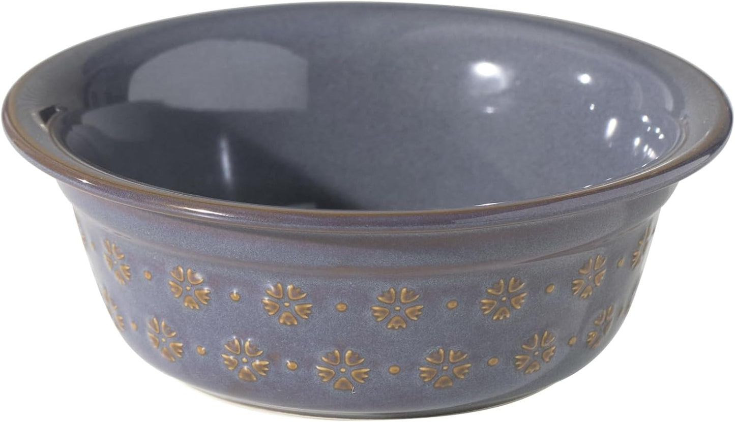 Ceramic 8.7inch Dog Bowl for Large Dog, Basic Food and Water Bowl for Replacement, Wide Opening Rounded Edge(Single Bowls, Reactived Glaze -Grey)
