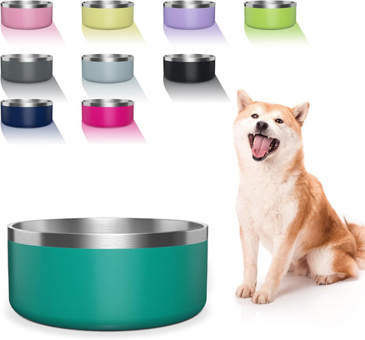 Dog Bowl, Stainless Steel Dog Food and Water Bowl with Non Slip Quiet Bottom, Easy to Clean, Dishwasher Safe, 40oz, Deep Green