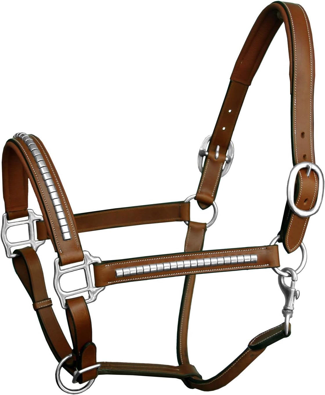 Exion Leather Horse Halter with Padding & Clincher Studs – Adjustable Quick‑Release Crownpiece Halter for Horses – Vegetable‑Tanned Leather in Black & Brown – Cob, Full & Oversize