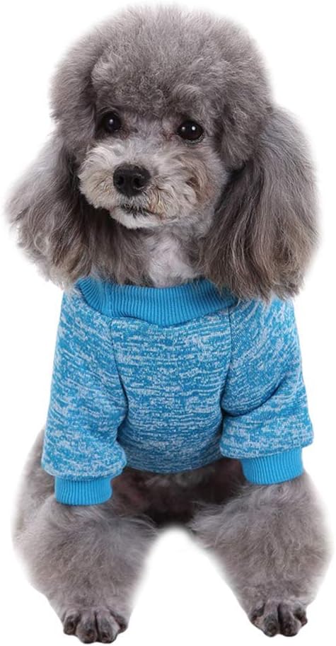 Jecikelon Dog Clothes Dogs Sweater Soft Puppies Clothing Winter Puppy Sweaters Warm Outfit for Dogs Small XXS XS Cat Apparel (Light Blue, L)
