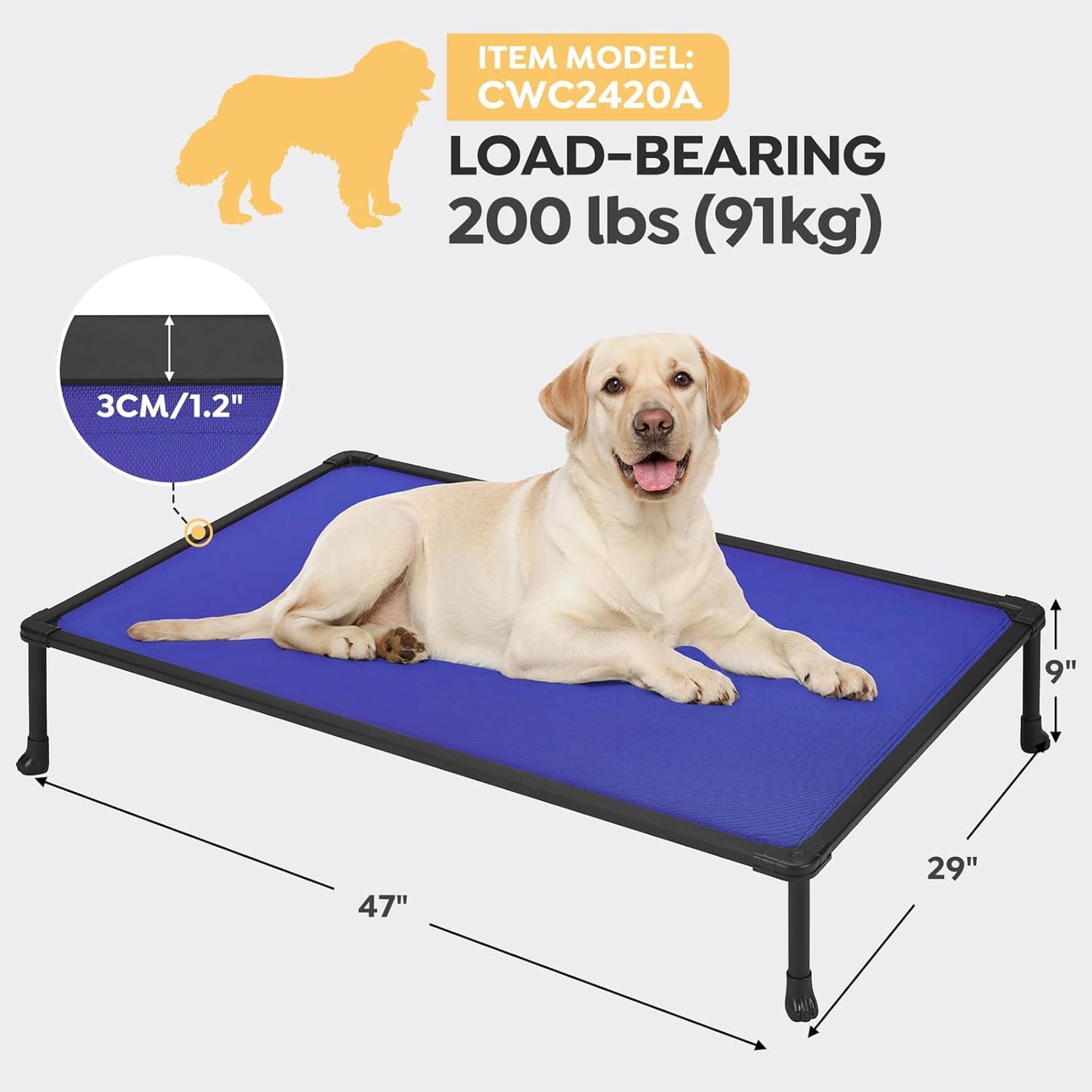 Veehoo Chew Proof Dog Bed - Anti-Scratch Durable Dog Hammock, Off Ground, CWC2420ACP