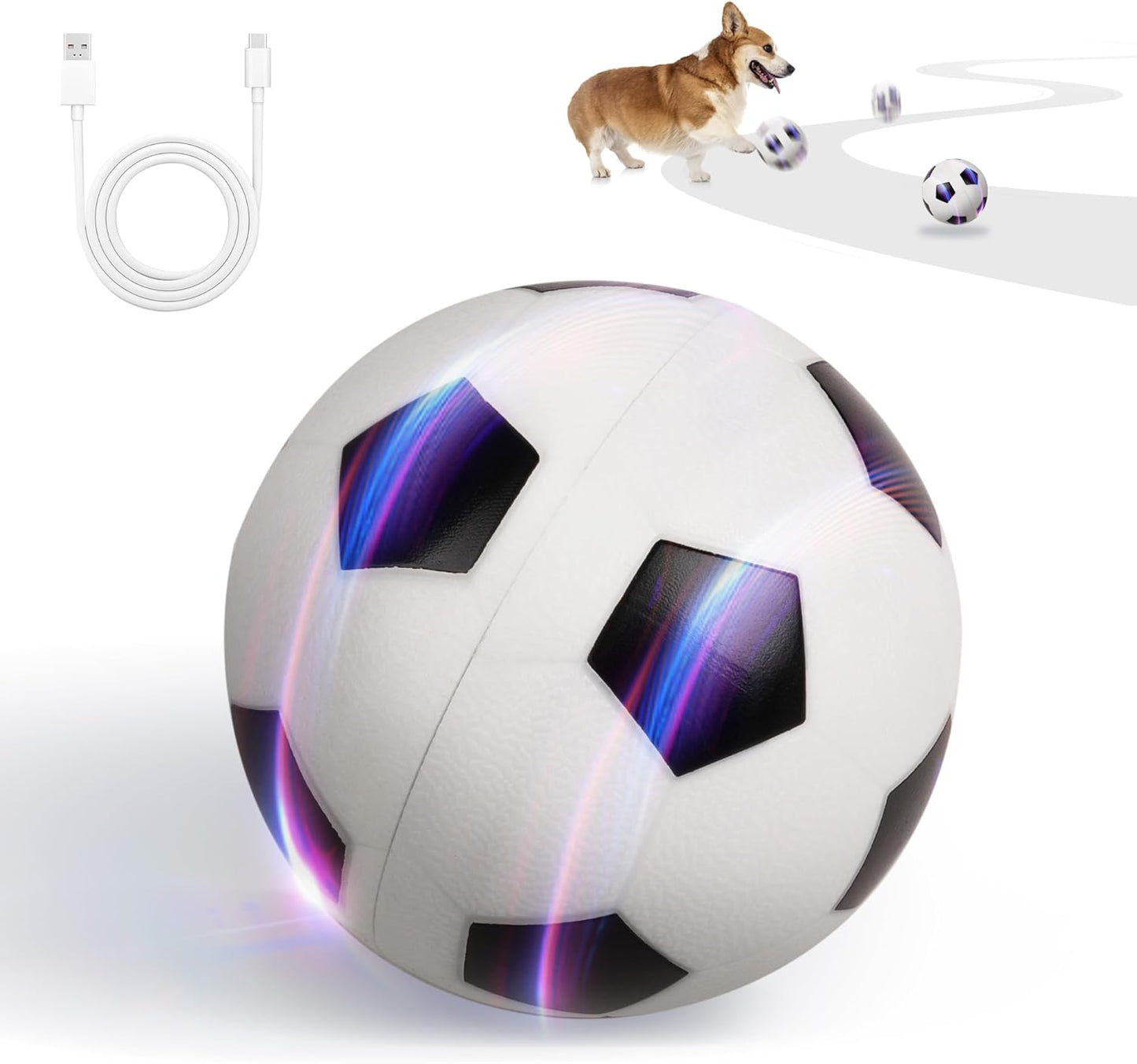 Pet Prime Active Rolling Ball for Dogs Motion Activated Rechargeable Automatic Interactive Dog Ball Toy with LED Light Self Moving Toy for Small Medium Large Dogs to Play