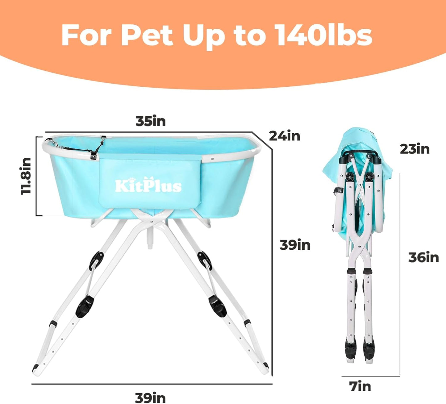 Elevated Portable Dog Bathtub, 5 Height Adjustable Dog Washing Station for Pet Shower and Grooming Foldable Bathing Tub with Storage & Anti-Slip Design for Small Large Dogs Cats