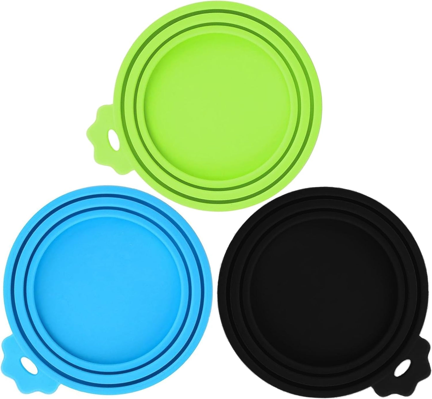 3 Pack Pet Food Can Covers, Silicone Universal Can Lids for Dog & Cat Food, BPA Free, One Fit Most Standard Size Can Lids Top Blue/Green/Black