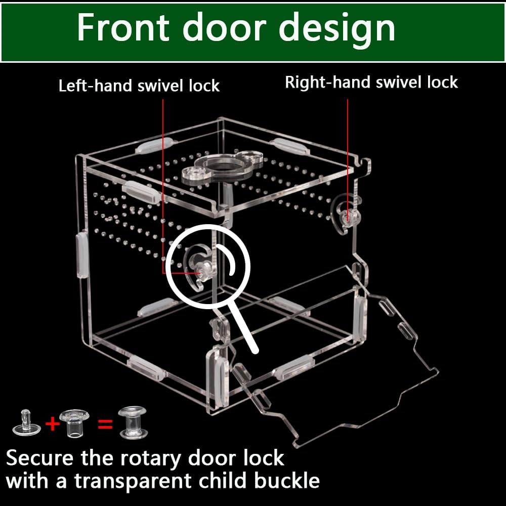 Reptile Terrarium,Tarantula Enclosure,Jumping Spider Enclosure for Tarantula Scorpion Sling Isopods Snail Reptile Invertebrates Accessories（4" X4 X4 ）