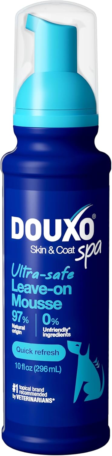 DOUXO® Skin & Coat SPA - Ultra-Safe Quick Refresh Leave-on Mousse for Dogs, 10 fl oz, Safely Cleans and Refreshes, Leaves The Coat Soft, Radiant and Smelling Great, Skin-Friendly Formula