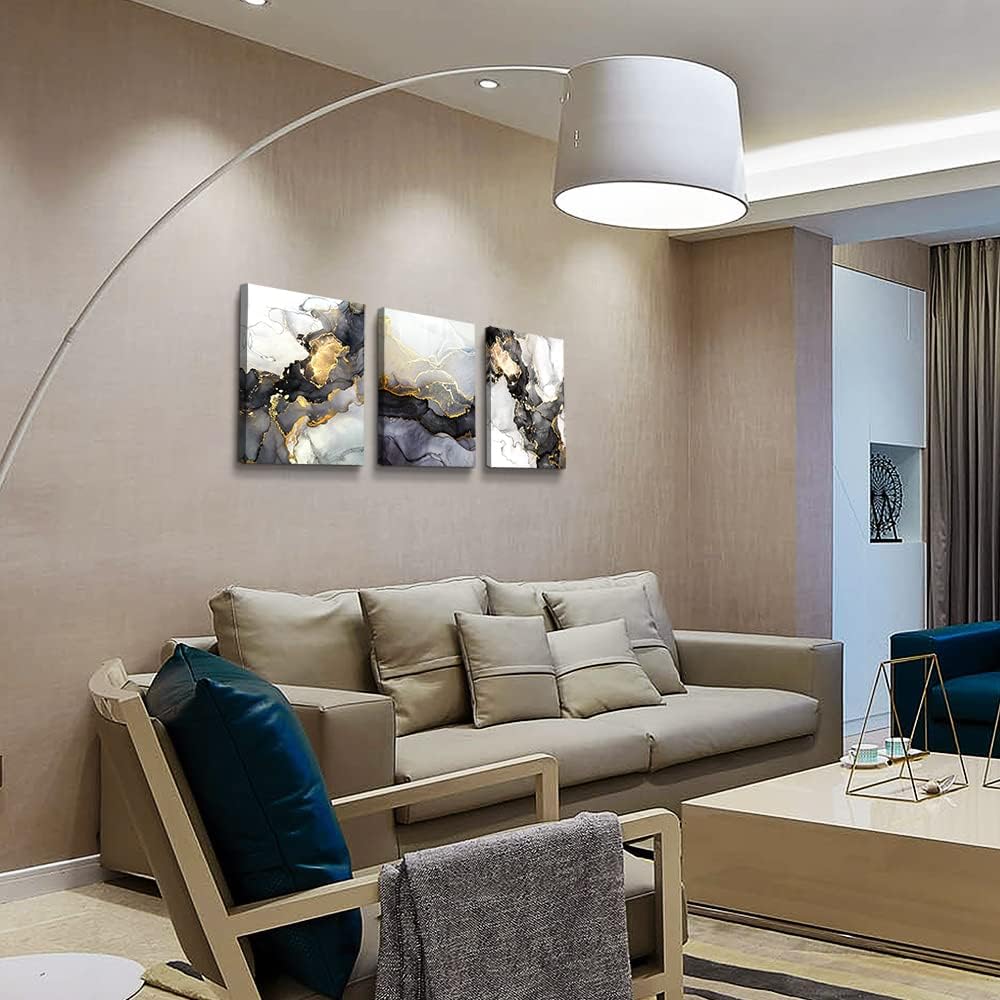 AHUASJART Abstract Canvas Wall Art For Living Room Boho Decor Bedroom Fashion Decors Office Ink Paintings 3 Pcs Framed Pictures Artwork Bathroom Home 16x24''