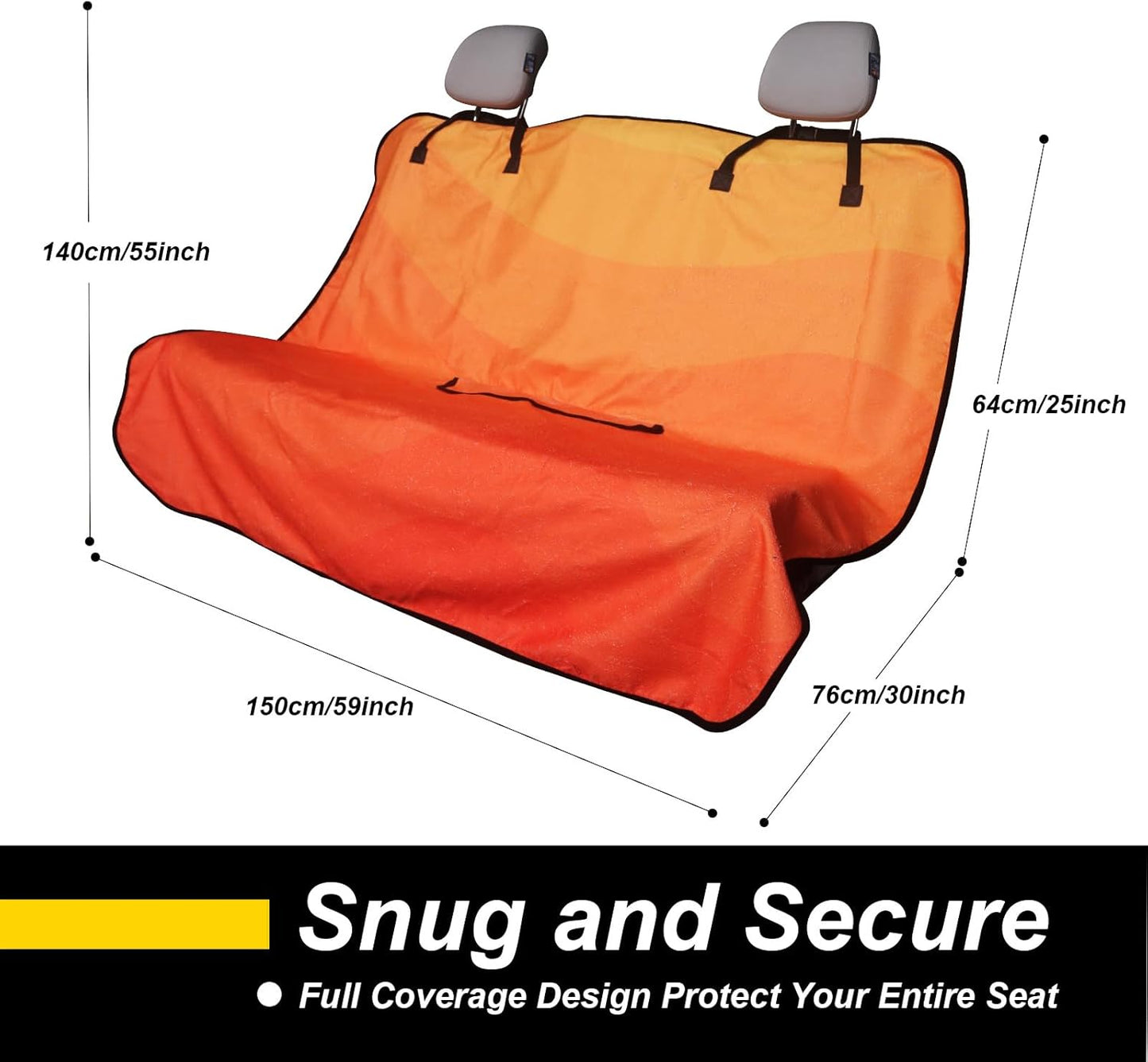 Back Seat Cover for Car Trucks Van SUV,Waterproof Rear Bench Towel Seat Covers for Dogs and Kids,Automotive Backseat Protector (Orange)