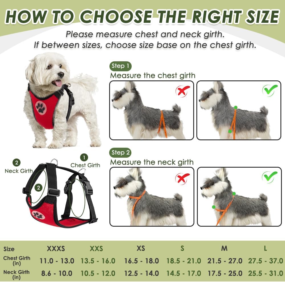 SlowTon Dog Seat Belt Harness for Car, Dog Car Harness Adjustable Mesh Breathable & Dog Seatbelt Safety Tether with Elastic Bungee for Small Medium Large Pets(Red Seatbelt, Single Clip, XXXS)