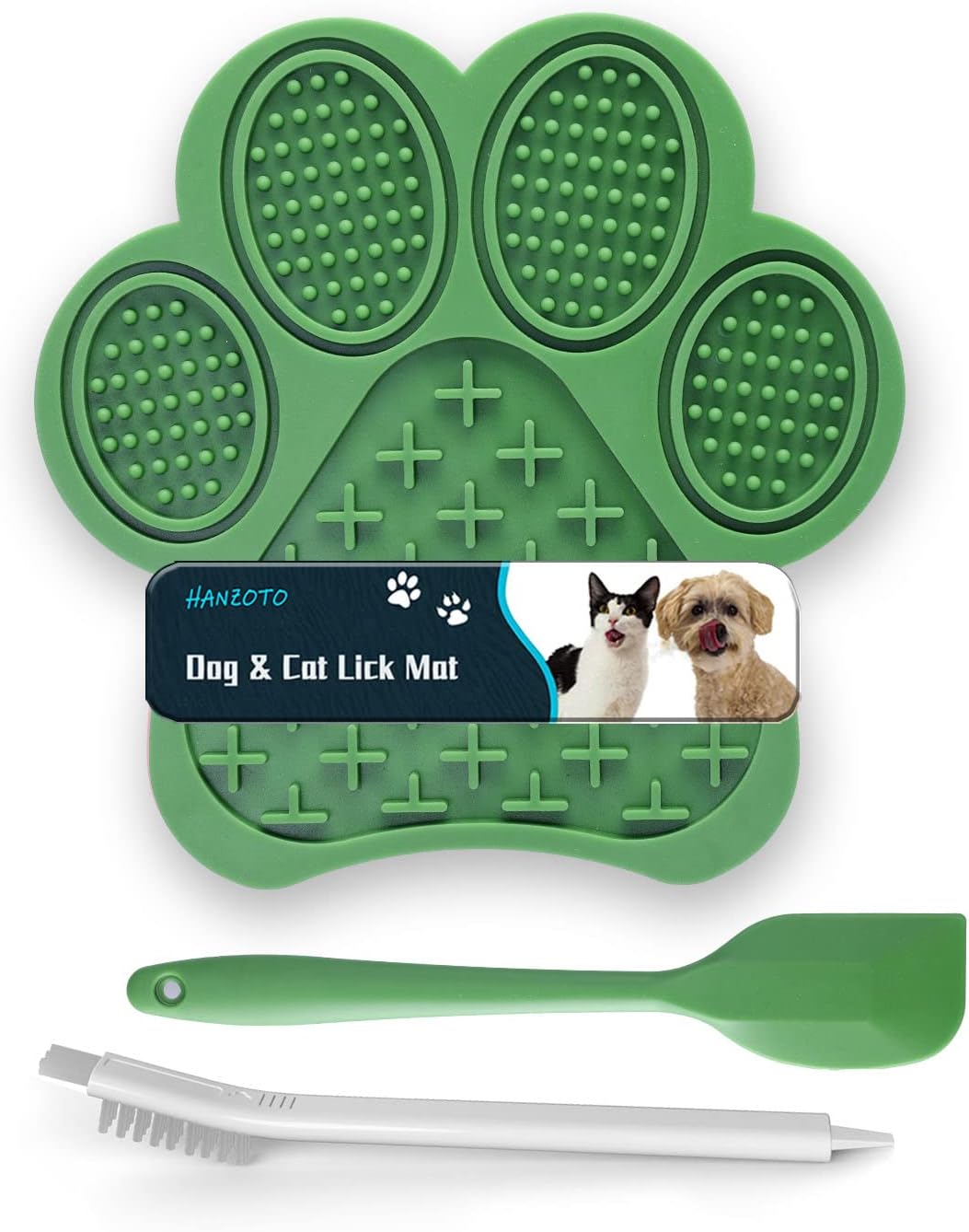Lick Mat for Dogs and Cats, Premium Lick Pad with Suction Cups,Dog Slow Feeder Dowl Mat for Bathing Grooming Nailing Trimming, Food-Grade, Non-Toxic (Green)