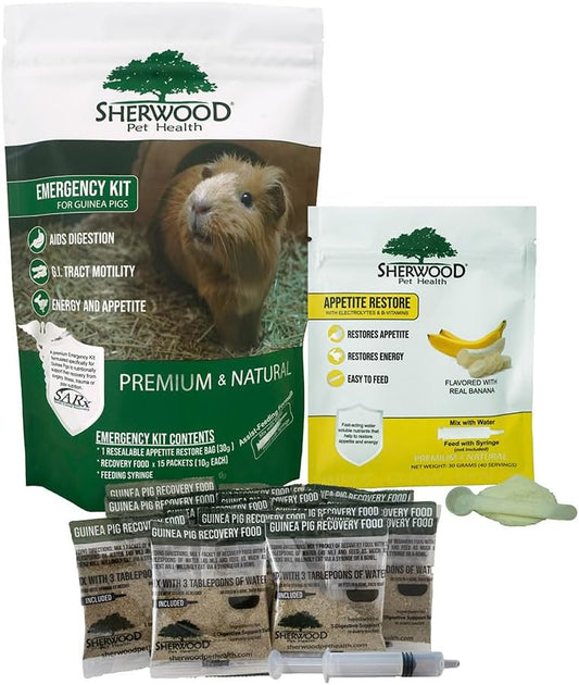 Sherwood Pet Health Guinea Pig Emergency Kit (Small) with Timothy Recovery Food and Appetite Restore in Stay-Fresh Packets