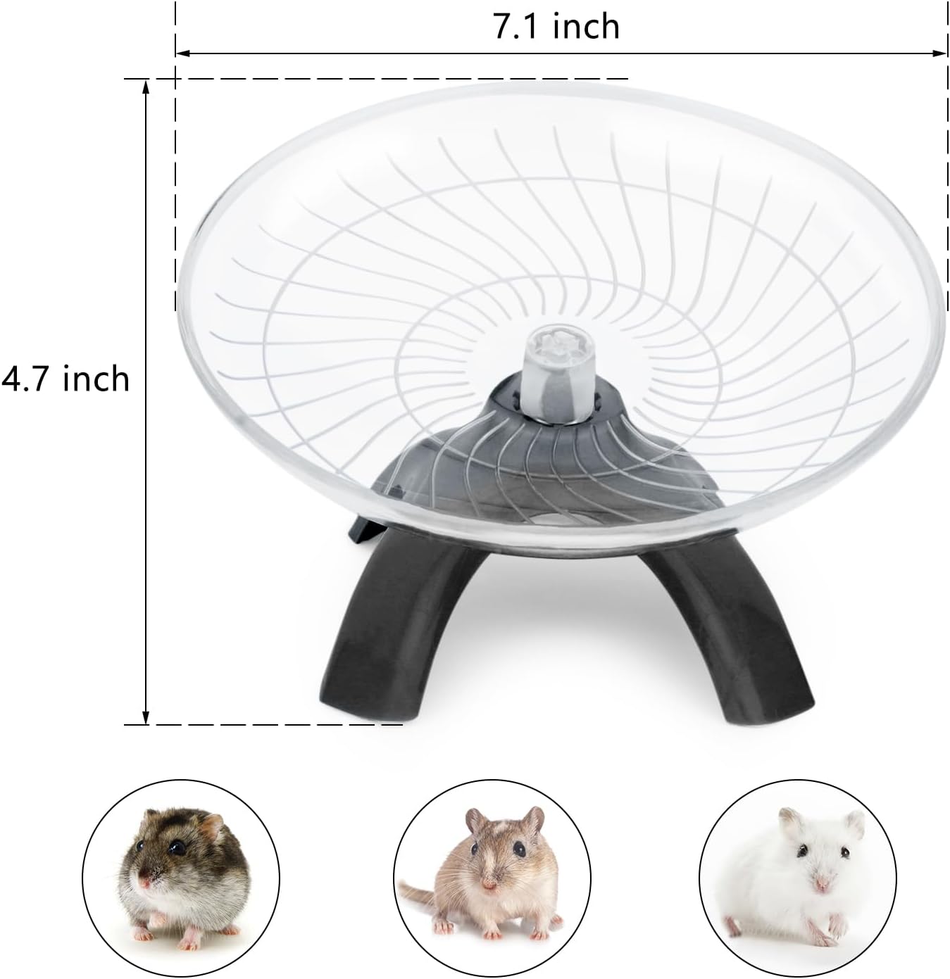 Hamster Wheel Silent Hamster Exercise Wheel Running Spinner Hamster Flying Saucer for Hamsters Gerbils Mice and Other Small Pets (Black)