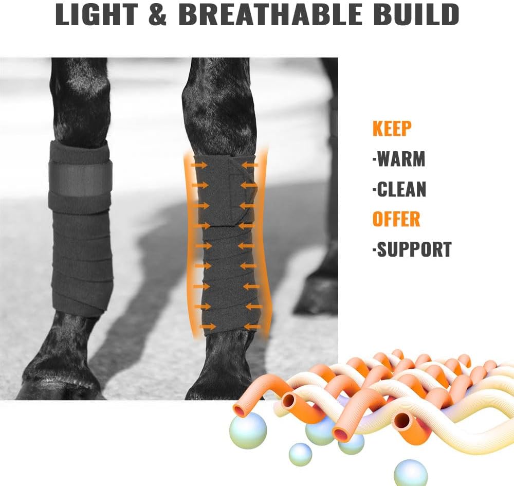 Horse Polo Leg Wraps Soft Fleece Wraps Equestrian Leg Bandage 4-Pack (Cob(8.2ft), Royal Blue)