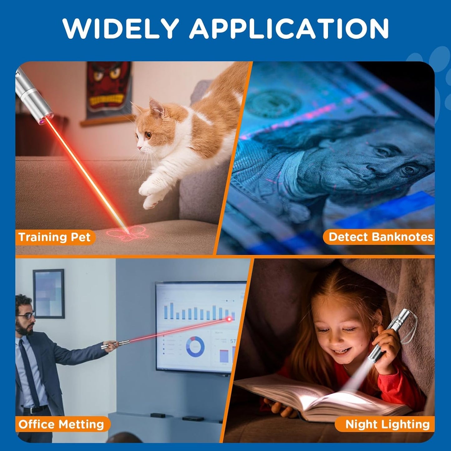 Cat Toy Pointer for Indoor, USB Rechargeable Toy, 3 Light Colors Cat Interactive Toys for Dogs, Cats, Pet Chase Toy for Fun Playing Training Exercise Indoors