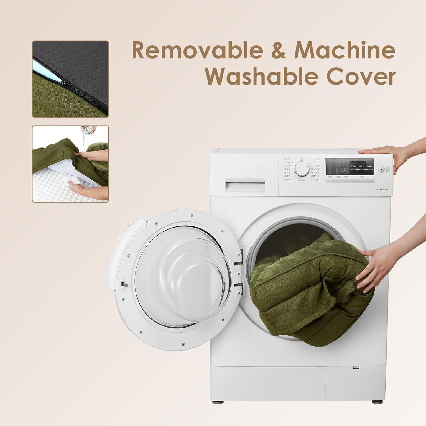 EHEYCIGA Orthopedic Dog Beds for Large Dogs, Waterproof Memory Foam Large Dog Bed with Sides, Non-Slip Bottom and Egg-Crate Foam Pet Couch Bed with Washable Removable Cover, Olive Green