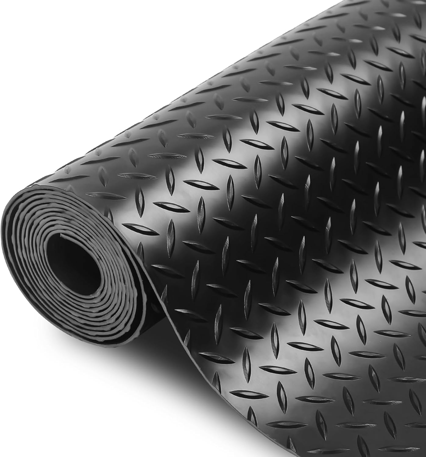 SEAL 4 x 20 Ft Premium Garage Floor Mat, Solid 2.8mm Thickened Black Commercial Grade Heavy Duty Parking Mat for Garage Floor, Golf Cart, Water/Stain Resistant Floor Runner (Embossed Diamond Plate)