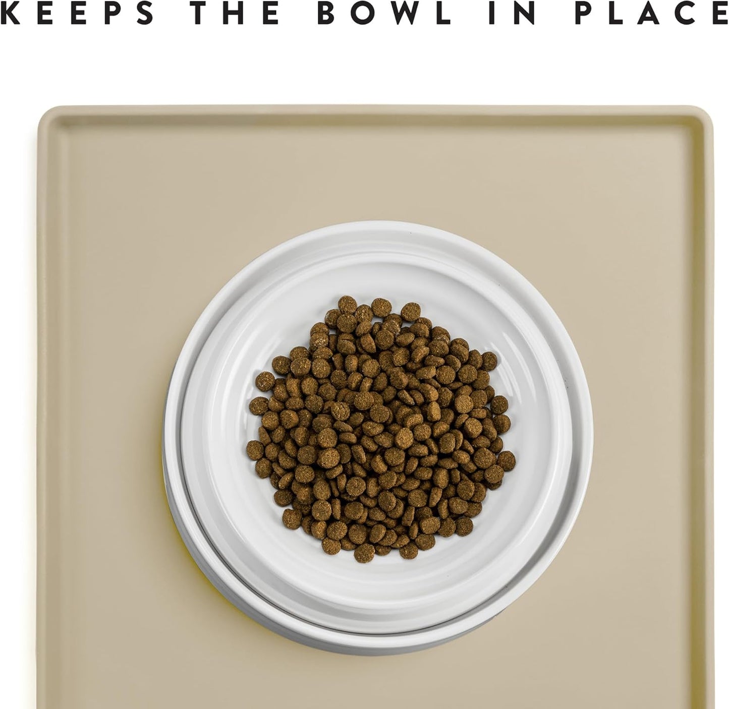 CatGuru Cat Food Mat, Small & Large Pet Feedingd Mat, 100% Waterproof Cat Mats for Food and Water, Silicone Mats for Pet Bowls, Non-Slip Placemat for Water Bowl or Fountain (Large, Sand)