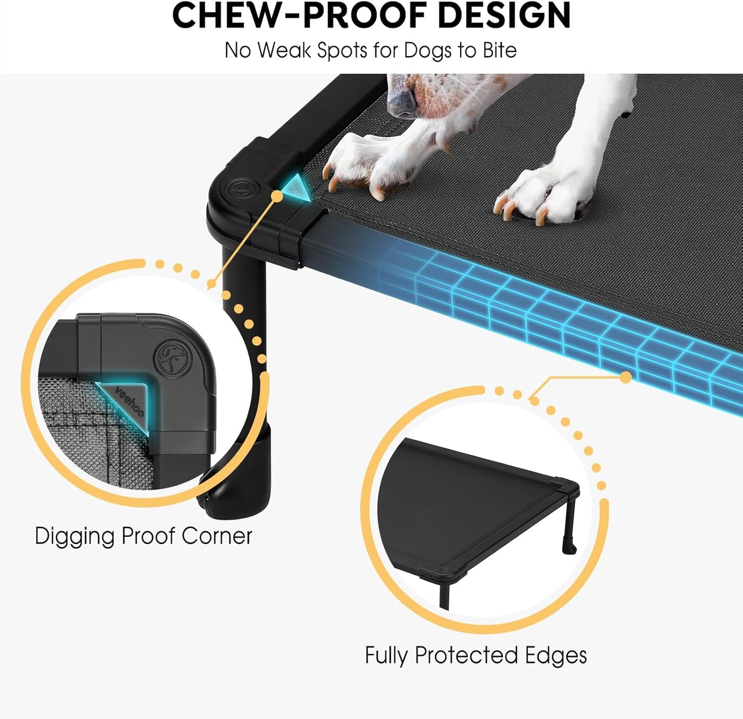 Veehoo Chew Proof Elevated Dog Bed, Durable Raised Training Platform for Large Dogs, Indoor or Outdoor Pet Cot System for Place, Agility, CWC2420CP